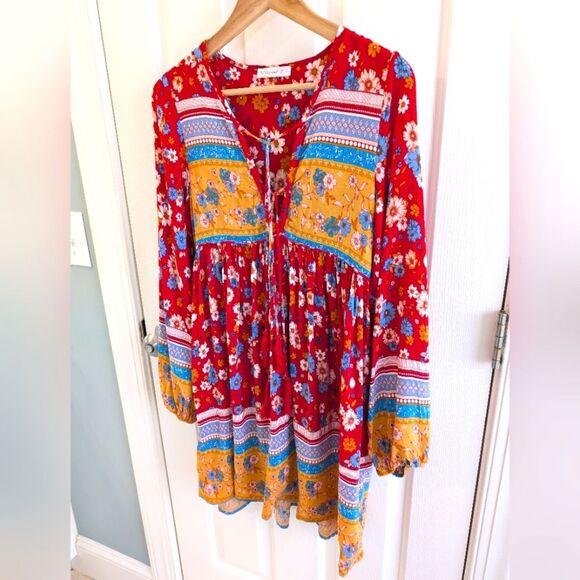 R. Vivimos Bohemian Long Sleeve Floral Dress Small - Picture 5 of 9